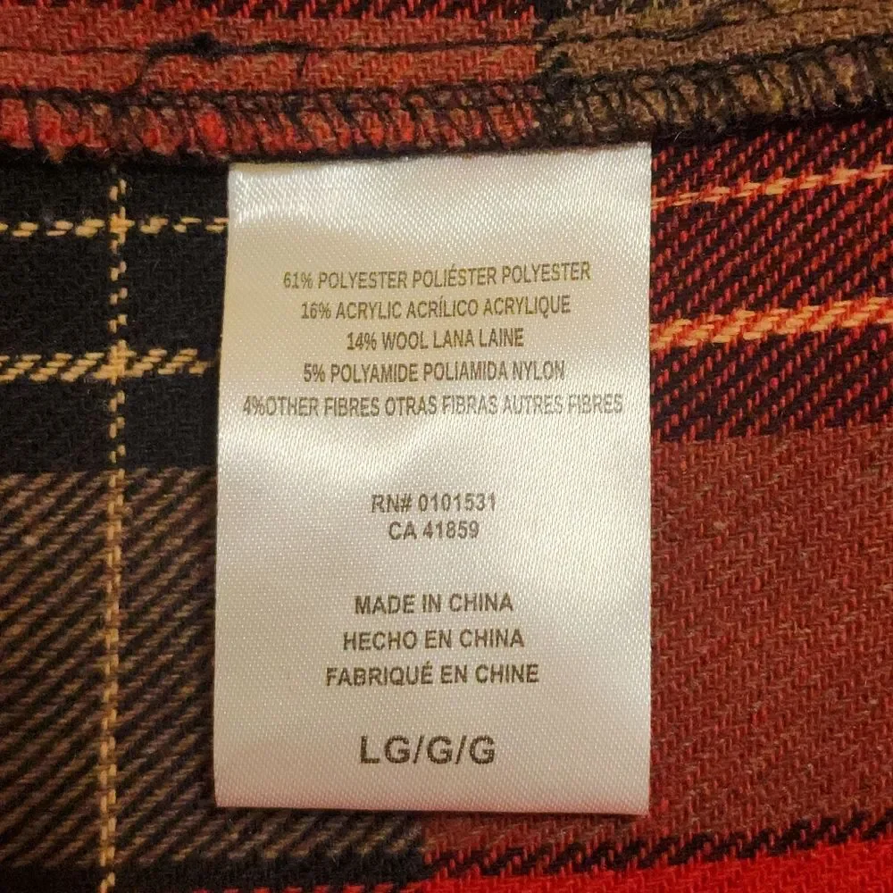 Enjoy Coca-Cola Flannel Lumberjack Shirt Red Black Plaid Wool-Blend Women's Sz L - Picture 7 of 8